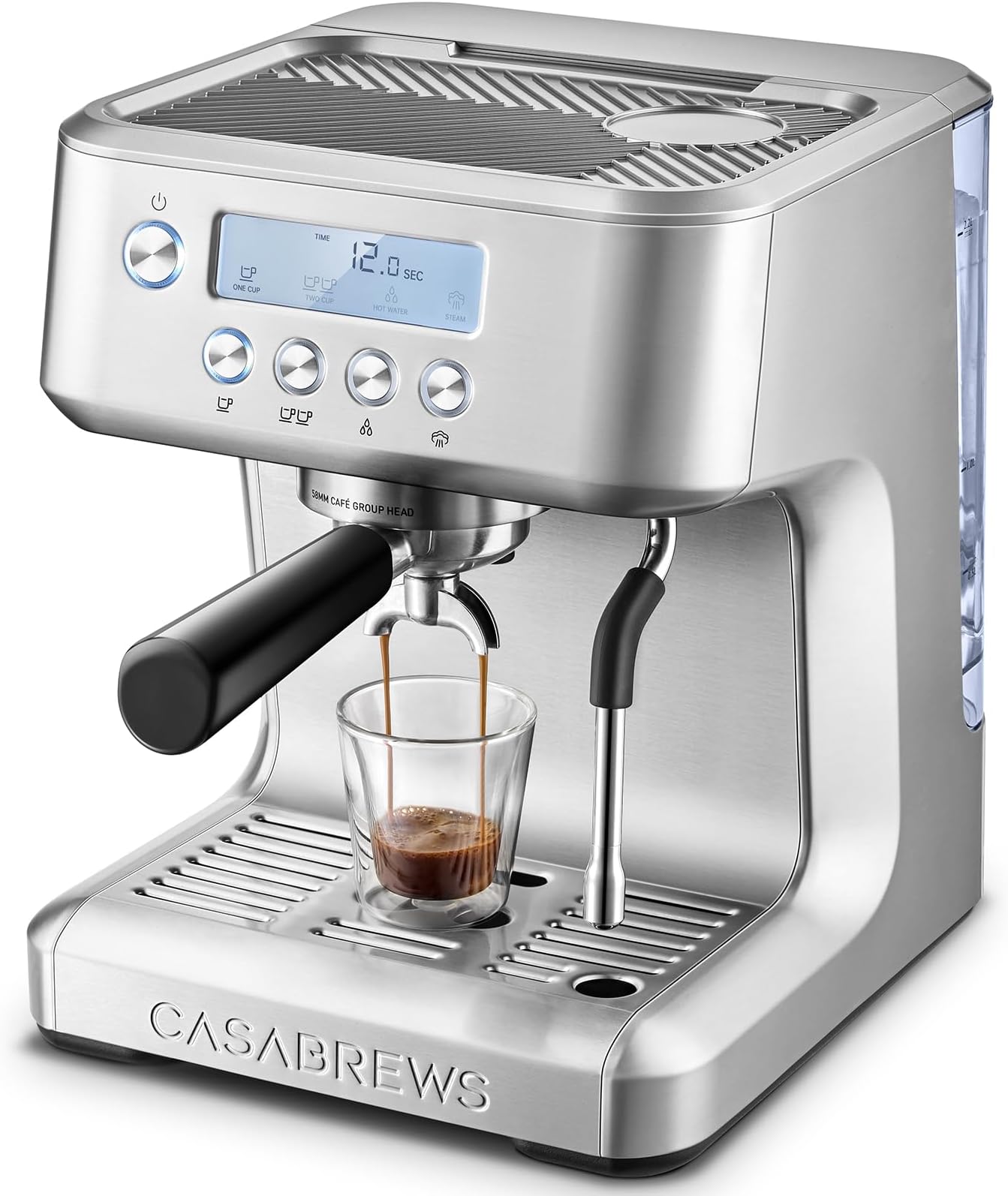 CASABREWS Ultra Espresso Machine with LCD Display, Barista Coffee Machine with Milk Frother and Customizable Brewing Temperature, Professional Latte Cappuccino Coffee Machine