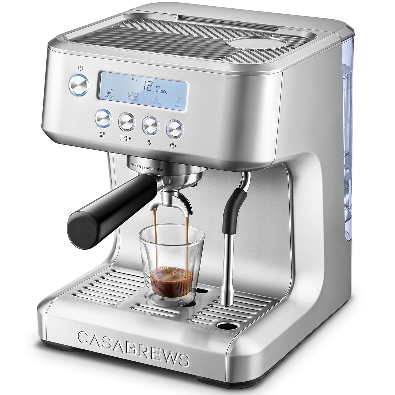 CASABREWS Ultra Espresso Machine with LCD Display Espresso Maker with Powerful Milk Frother Customizable Brewing Temperature Provides Barista-Level