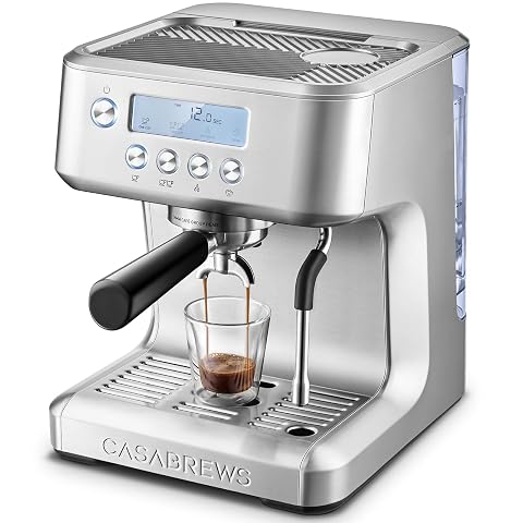 CASABREWS Ultra Espresso Machine with LCD Display Espresso Maker with Powerful Milk Frother Customizable Brewing Temperature Provides Barista-Level