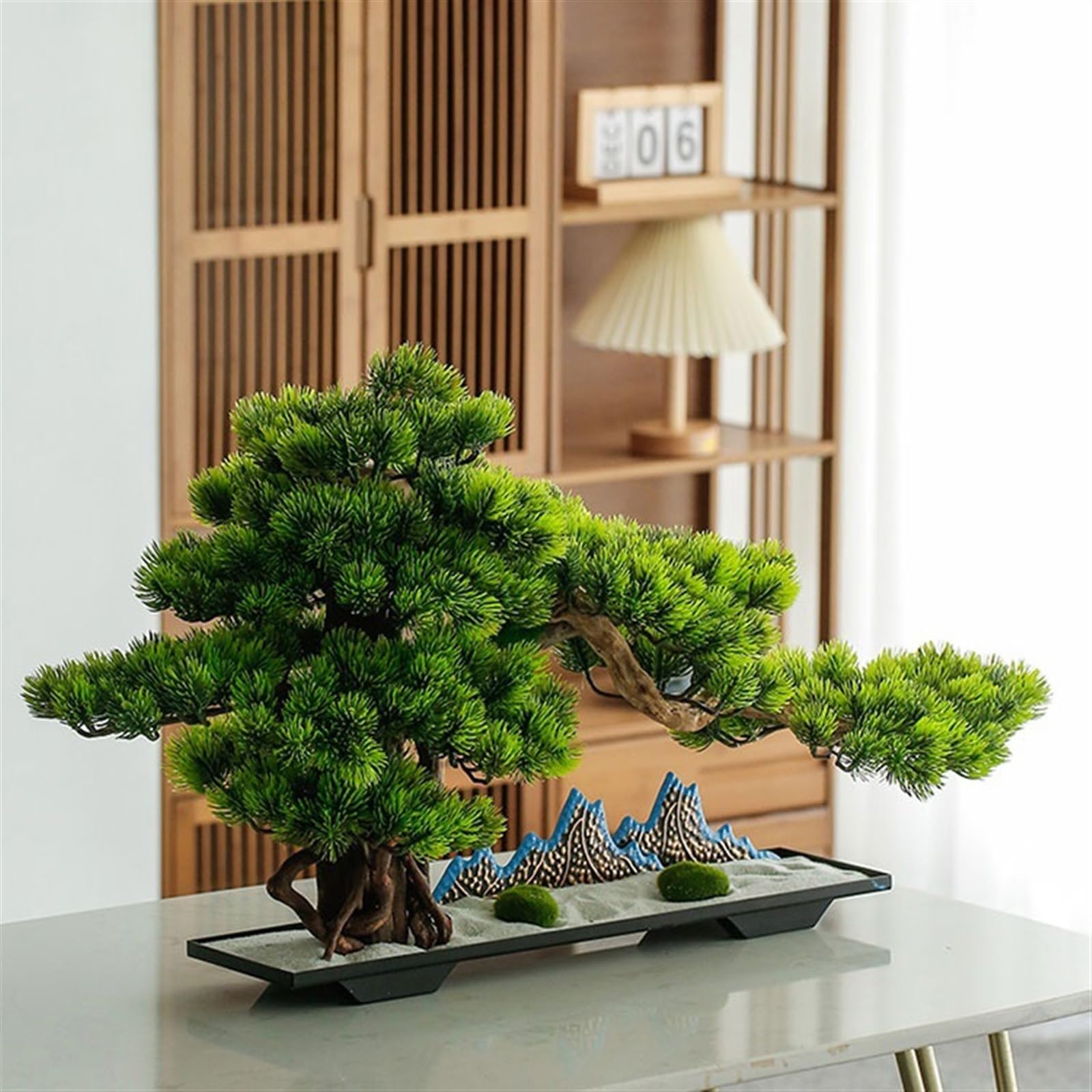 Decorazioni in vaso Ornamenti Zen Simulazione Albero Bonsai Ingresso Soggiorno Pino Finto Piante Verdi da Interno Paesaggistica Decorativa