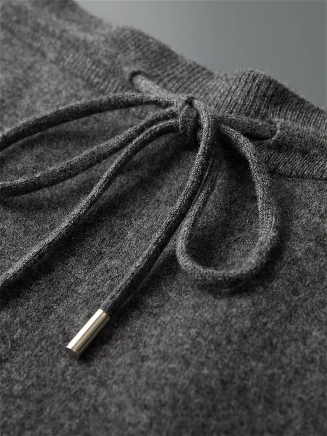 Men’S Merino Wool Jacquard Wide Leg Knit Casual Pants Elastic Waist Heavyweight Full Length Trousers