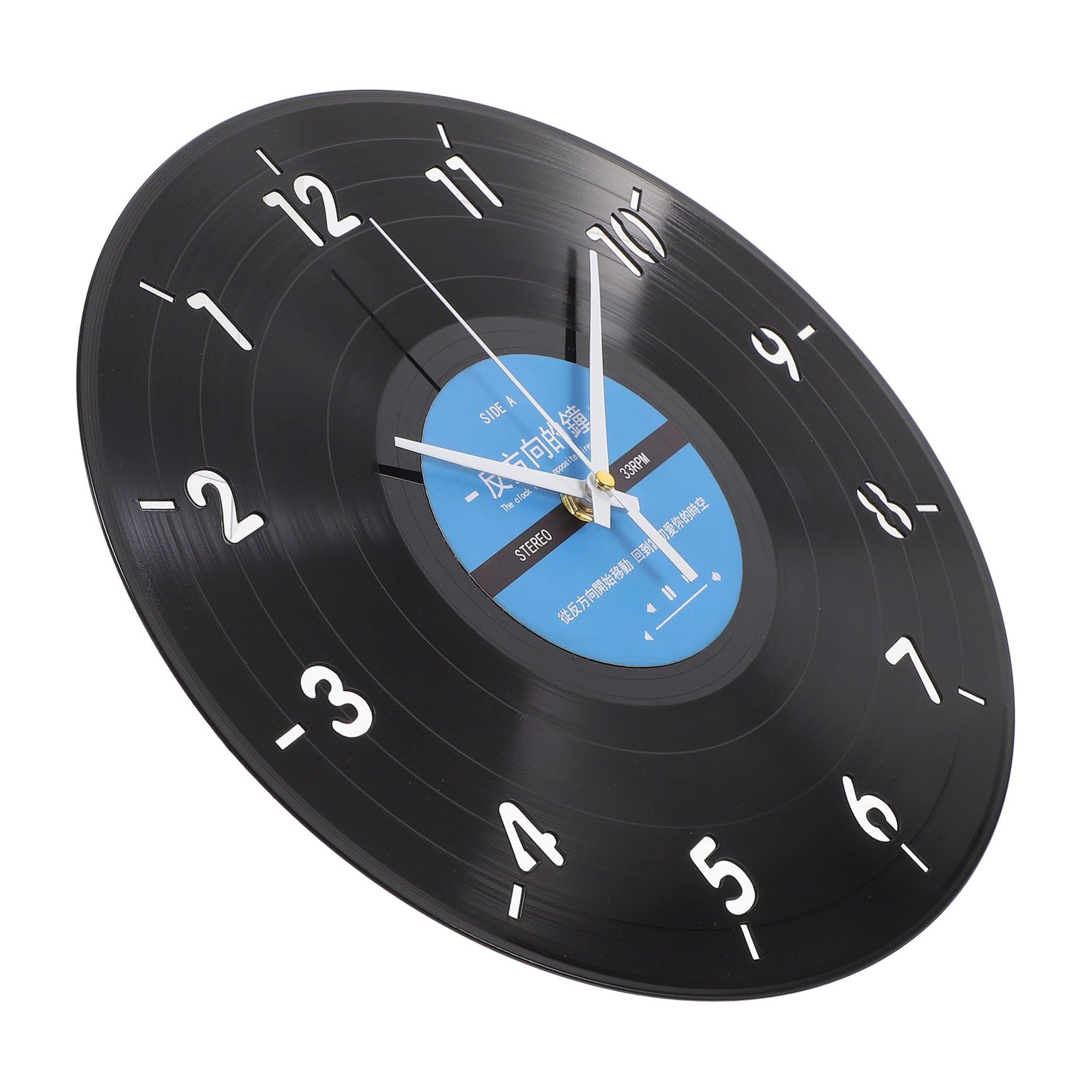 Horloge murale inversée anti tic tac déco ronde verre moderne