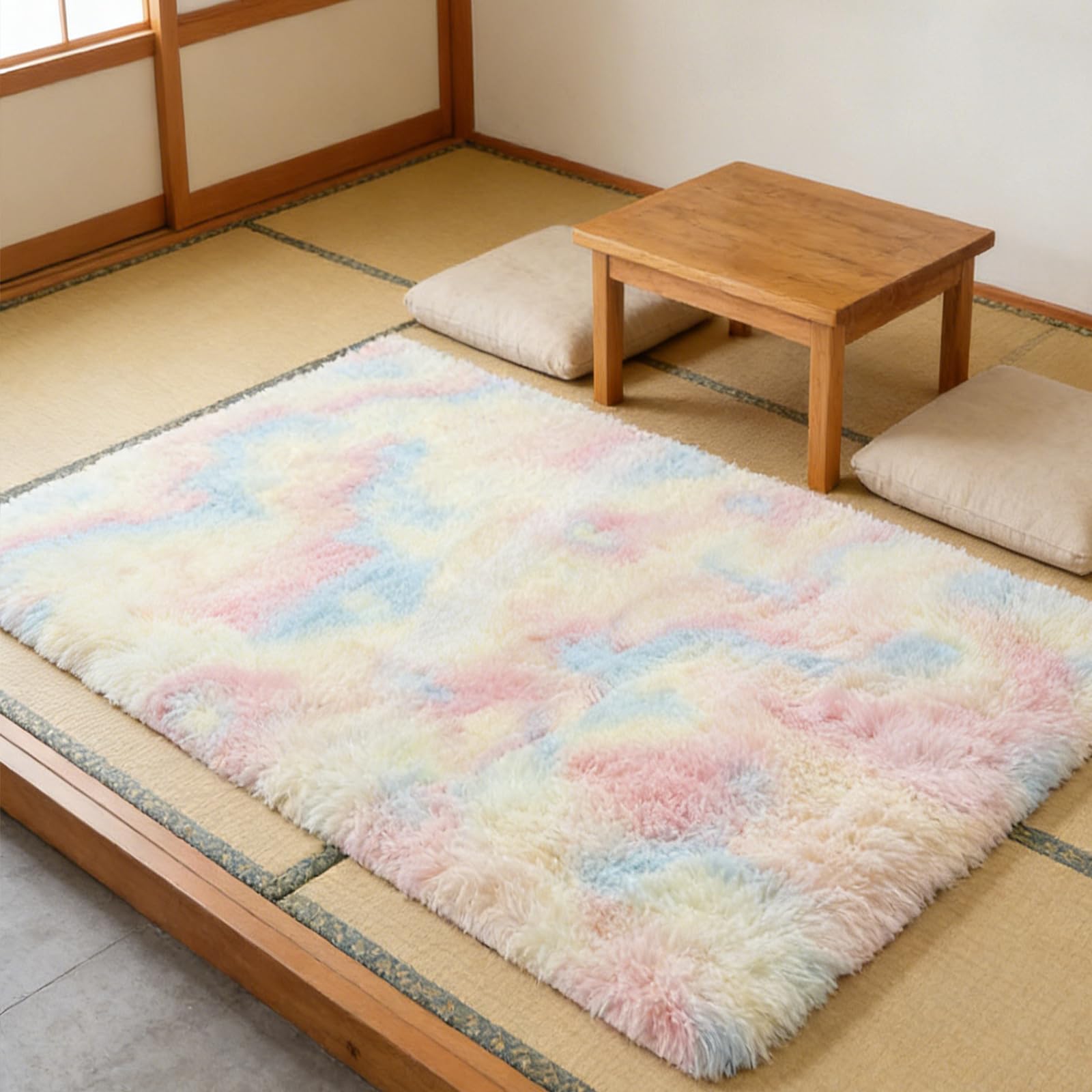 Décoration Intérieure Tapis 130 x 260 cm, Soft à Poils Longs Moelleux, Antidérapant, Intérieur Moderne Décoration, pour Salon Tapis de Chambre Doux, Pelucheux, Multicolore