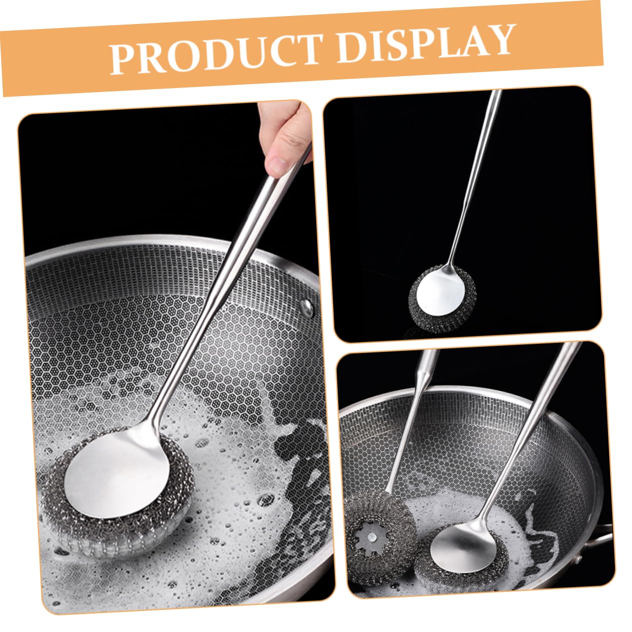 IMIKEYA 2 Pz spazzola per pentole in acciaio inossidabile scrub per la pulizia spazzola per piatti da cucina spazzola lavapiatti per il lavaggio dei piatti acciaio inossidabile 304 Silver