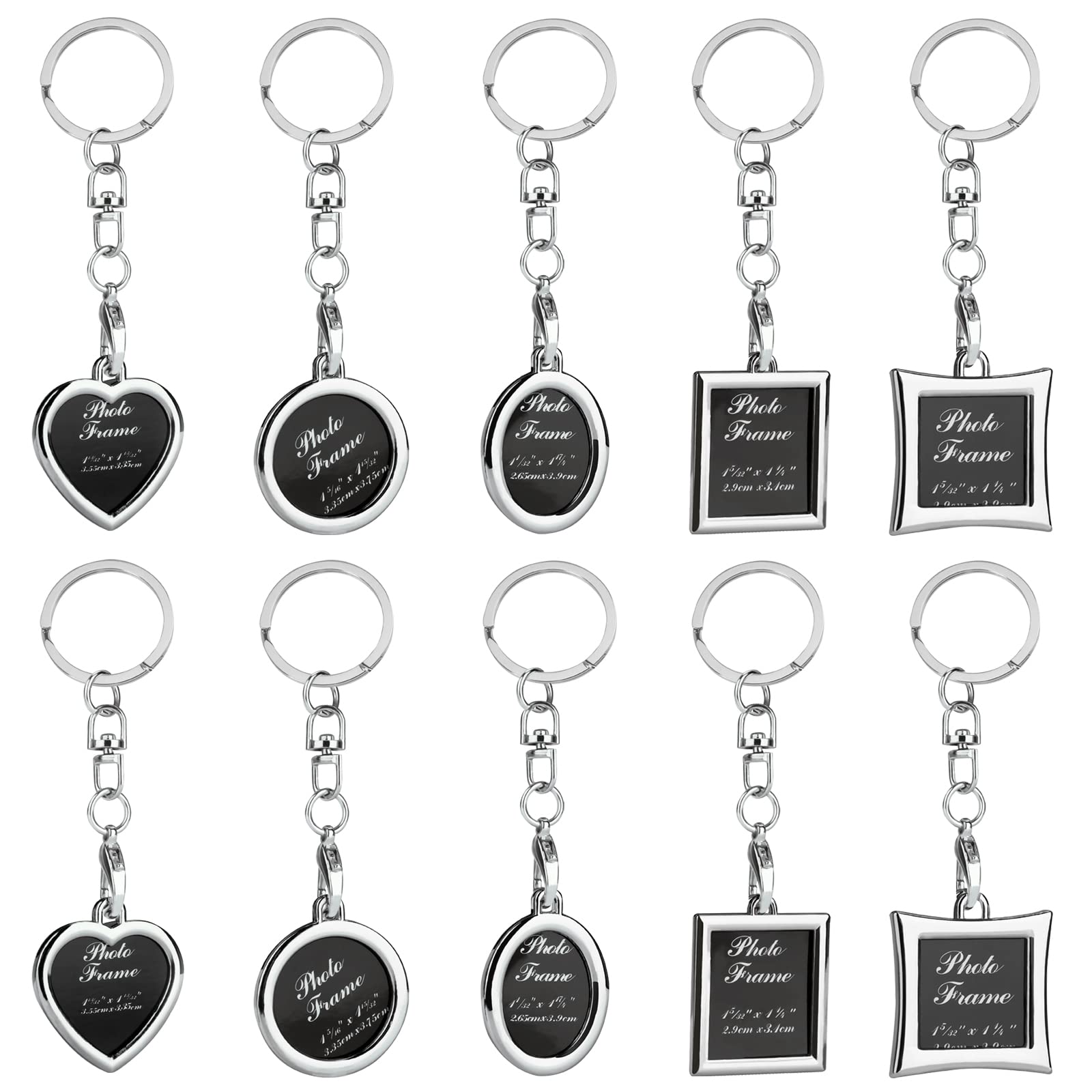 MengH-SHOP Marco de Fotos Llavero Mini Marco de Fotos en Blanco Llaveros con Película Protectora Creativo Regalo para Pareja, Familia y Amigos 10 Piezas (5 Estilos)