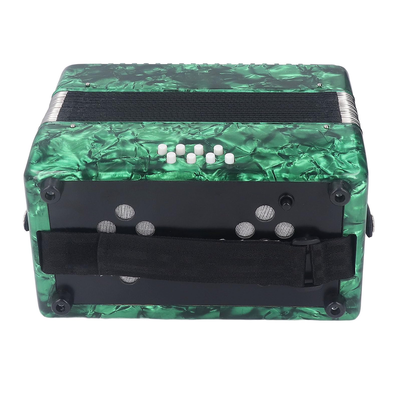 Fisarmonica 22 tasti 8 bassi, strumento musicale professionale per fisarmonica con bottoni sensibili allo scivolamento con tracolla per spettacoli professionali ed esami formali (Green)