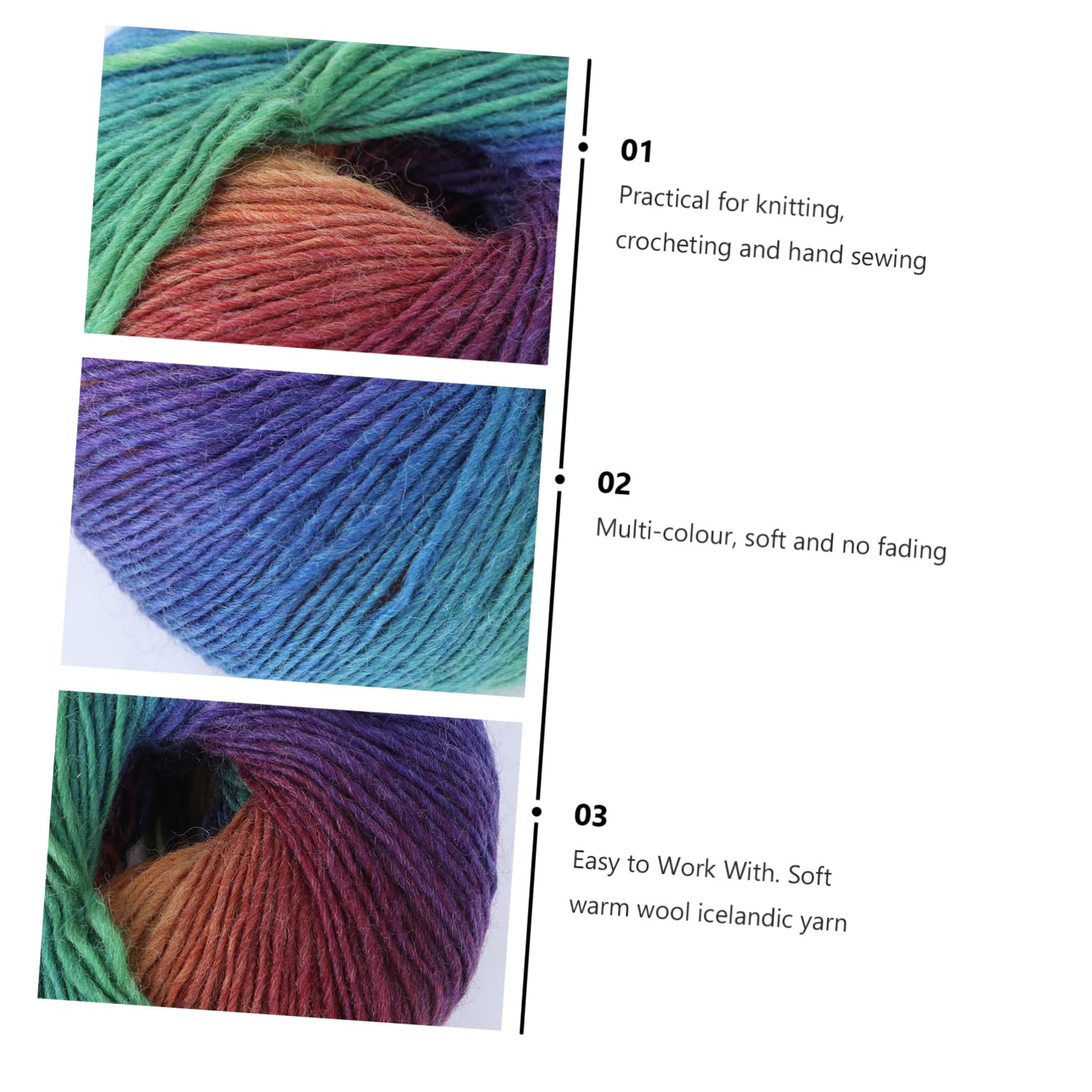 TEHAUX 6rollen Bunte Wollgarn- Für Stricken Und Häkeln Hochwertige Mehrfarbige Wolle Für Schals Und Kreative -projekte Für Und Bastelarbeiten