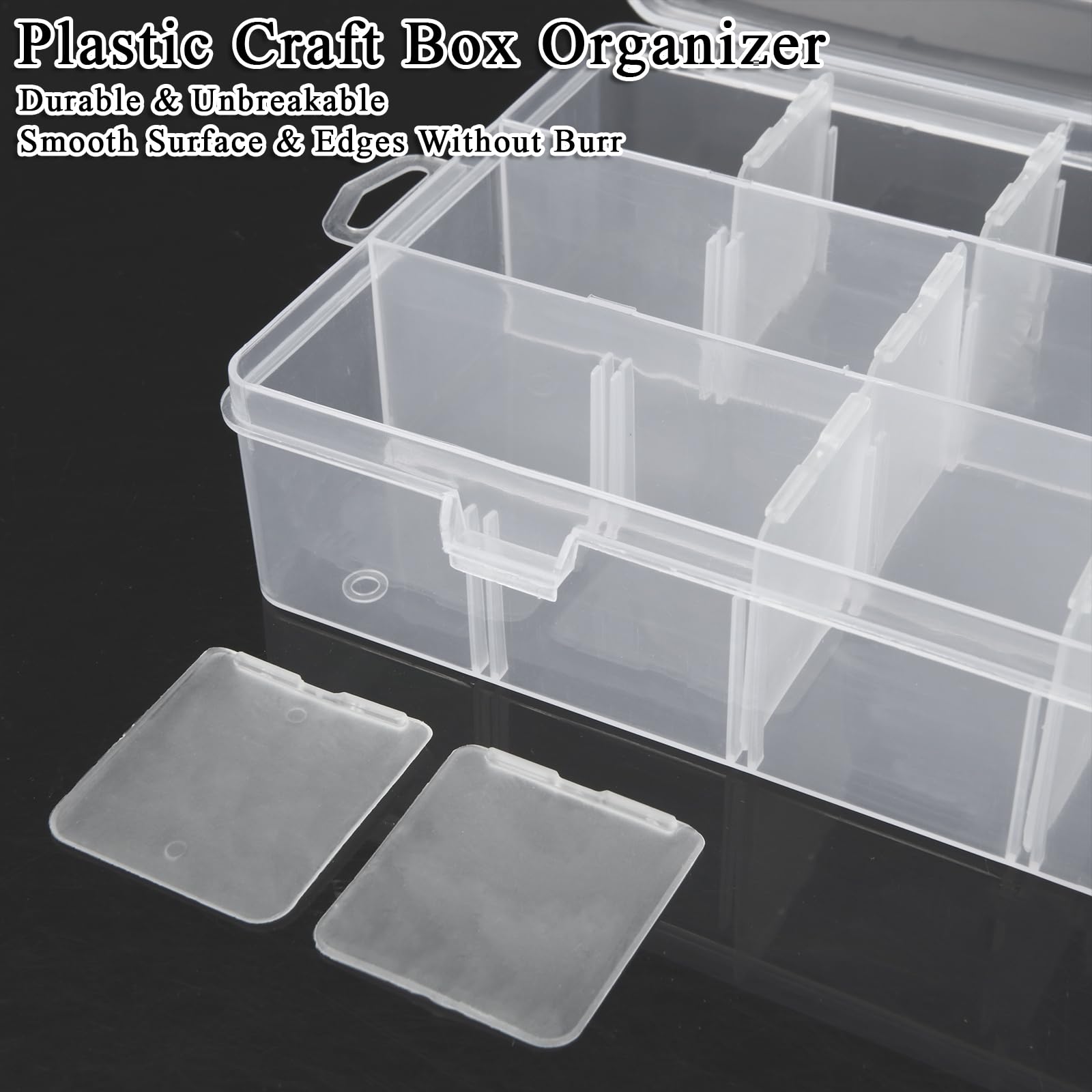 Confezione da 10 scatole organizer per attrezzature, 18 scomparti in plastica con divisorio, contenitori per perline, artigianato, gioielli, placcaggi, 23 x 11,6 x 4,6 cm