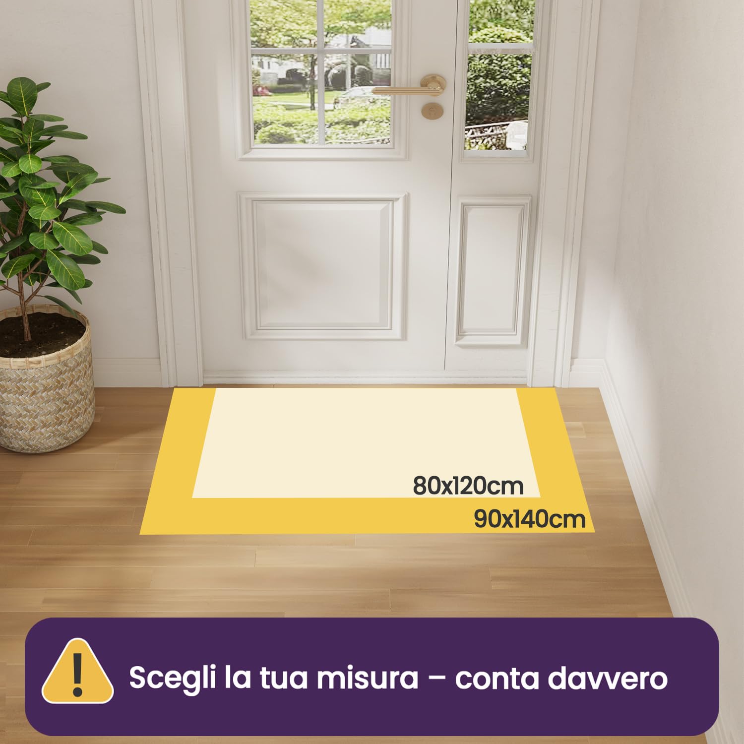 DEXI Zerbino Ingresso Interno 90 x 140 cm, Tappeto Porta Antiscivolo, Facile da Pulire, Zerbini Assorbente per Casa, Corridoio, Beige