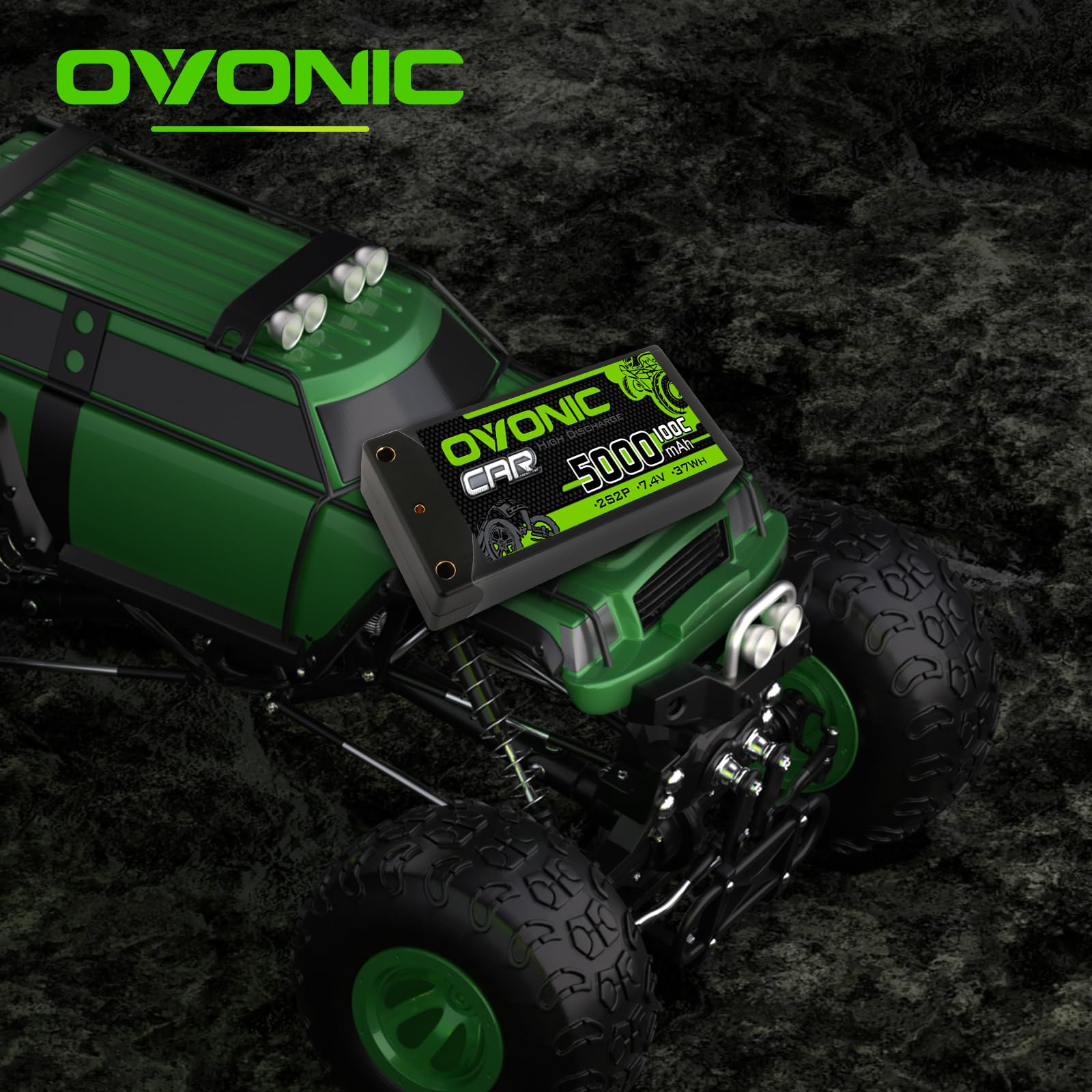 OVONIC 2s Lipo akumulator 7,4 V 5000 mAh 100C Shorty Lipo akumulator twardy etui z 4-mm pociskiem złącze wtykowe do pojazdów RC w skali 1:10