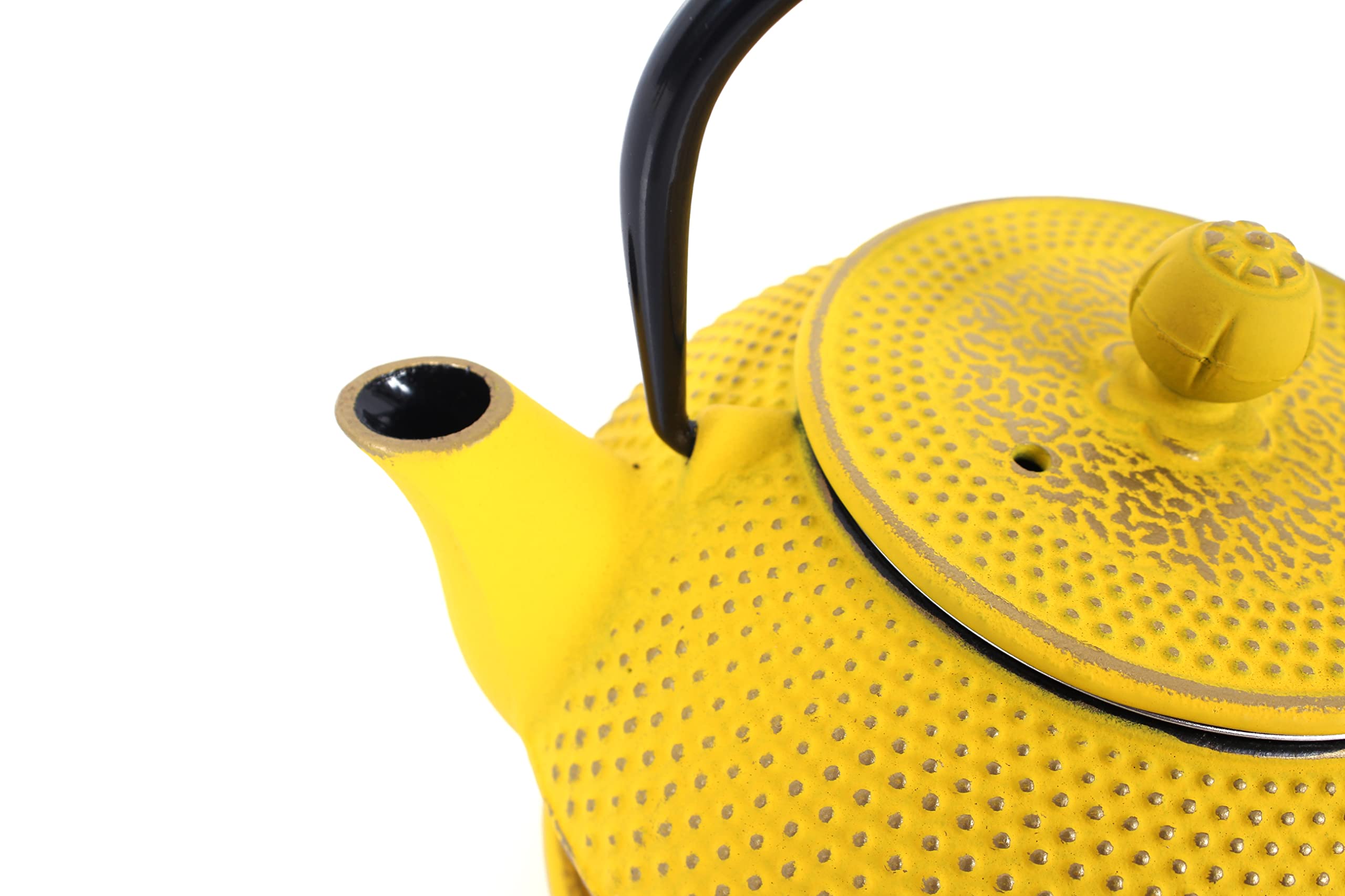 Echtwerk Gietijzeren theeservies, 1,1 liter theepot met afneembare zeef, theepot met onderzetter en 2 theekopjes, vintage theepot voor losse thee, crème