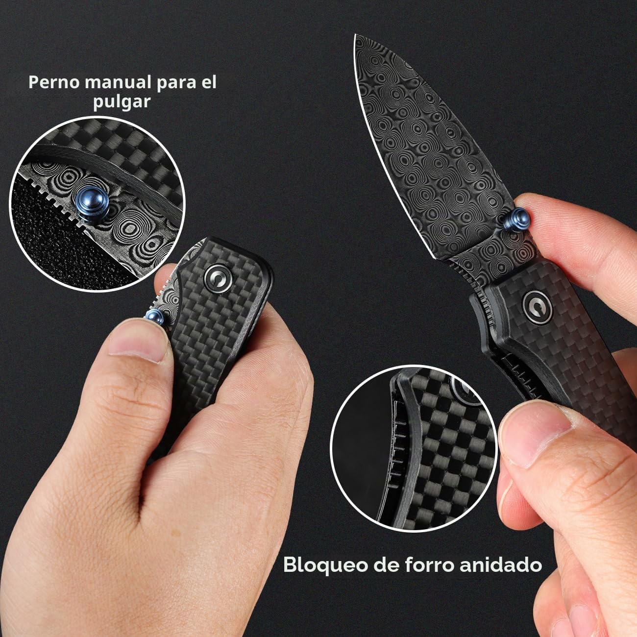 CIVIVI Baby Banter Small Folding Pocket Knife with 5.94CM Damascus Blade | EDC Knife with Clip, Black G-10 Handle, for Outdoor Camping Hiking Gifts C19068S-DS1