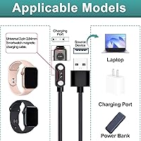 Vista 2 de 2 cargadores de reloj inteligente, cable de carga USB magnético de 2 pines de 0.112 in, cable de carga de repuesto compatible con Letsfit, YAMAY