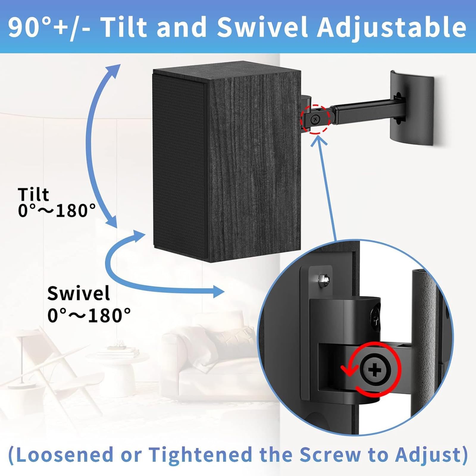 1 para metalowych wsporników ściennych do Samsung HW-9200S/9100S/9000S/8500S Surround tylne głośniki, regulowany uchwyt ścienny do kina domowego, akcesoria do systemu dźwięku przestrzennego