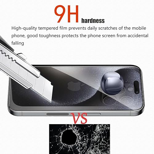 Miniatura 4 de Protector de pantalla frontal y trasera compatible con iPhone 15 Pro Max de 6.7 pulgadas, 2 protectores frontales, 2 protectores traseros + 2