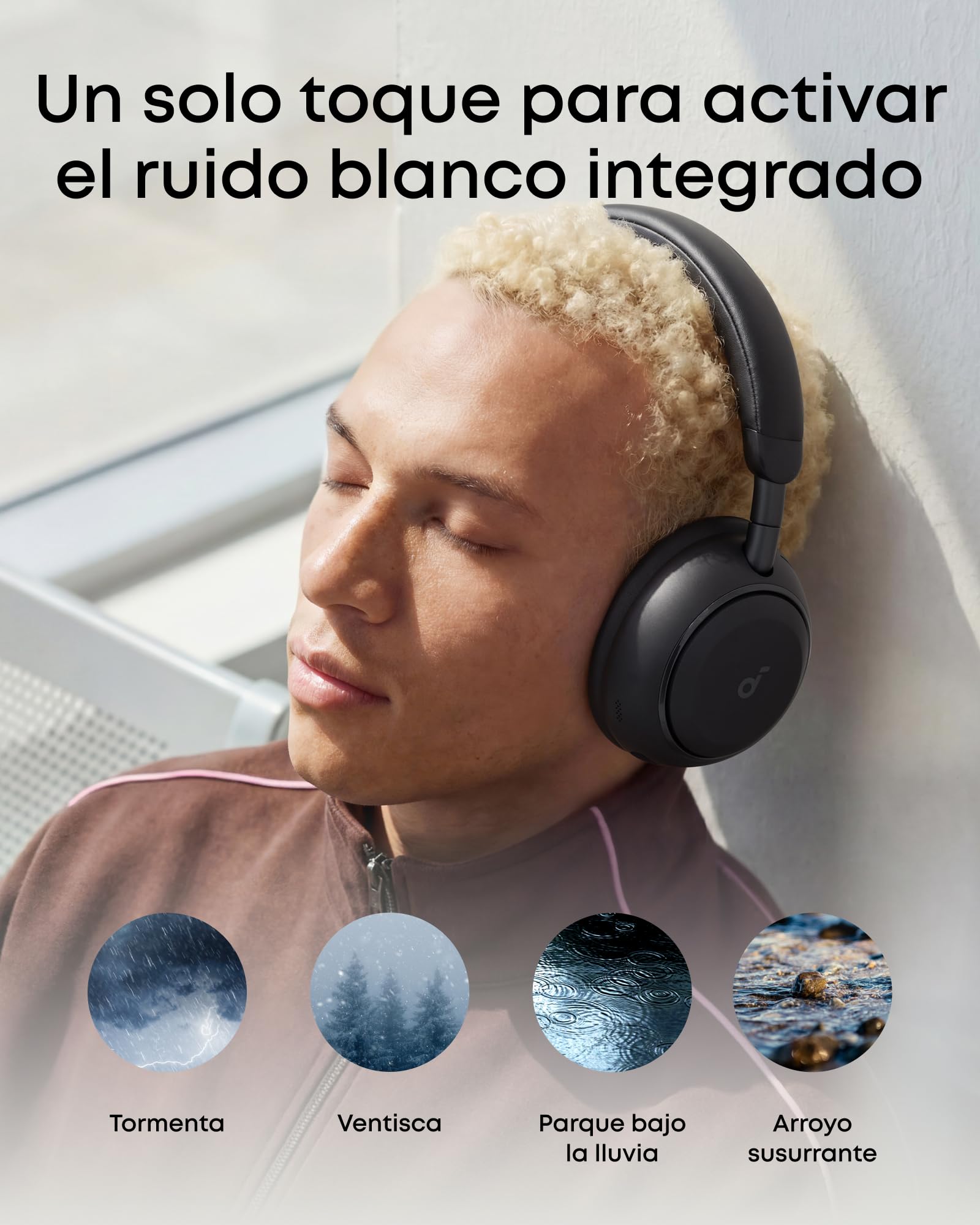 Soundcore Space 2 Auriculares con Cancelación Activa de Ruido de Anker, 50H Autonomía, Audio de Gran Resolución LDAC, Conexión Dual, Llamadas Nítidas, Bluetooth 6.1, Modo Siesta, Detección de Uso