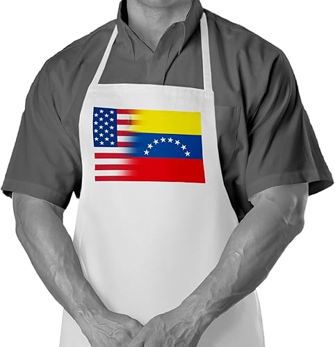 ExpressItBest Delantal para cocinar/asar con bandera de Venezuela - Bandera con bandera de Estados Unidos - Poliéter hilado duradero - Más suave que