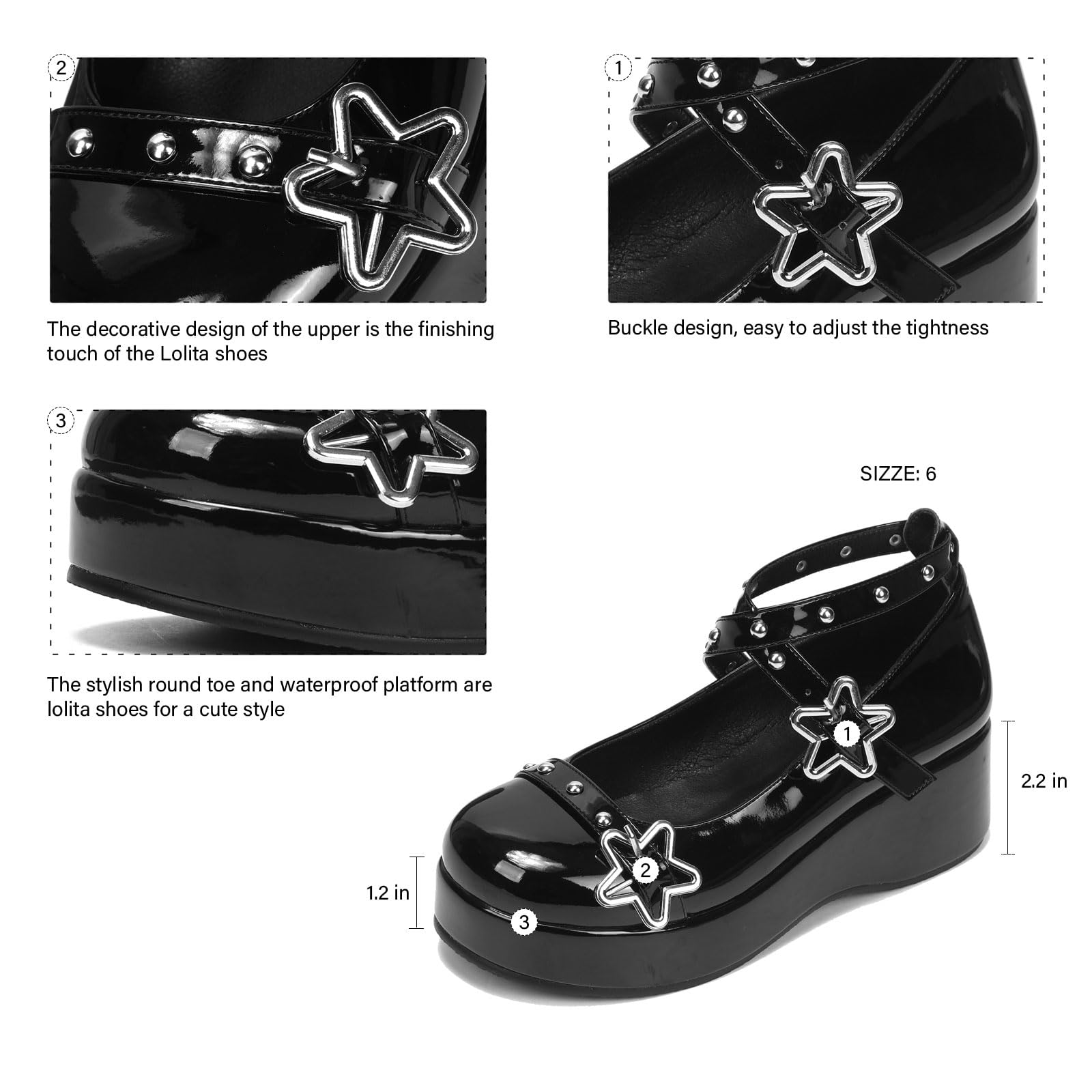 BYOMIGY Mary Jane Shoes Women Goth Platform Heels Chunky Heel Pumps with Ankle Strap Wedge Heels for Women: 6.5 E3-black 7p-4