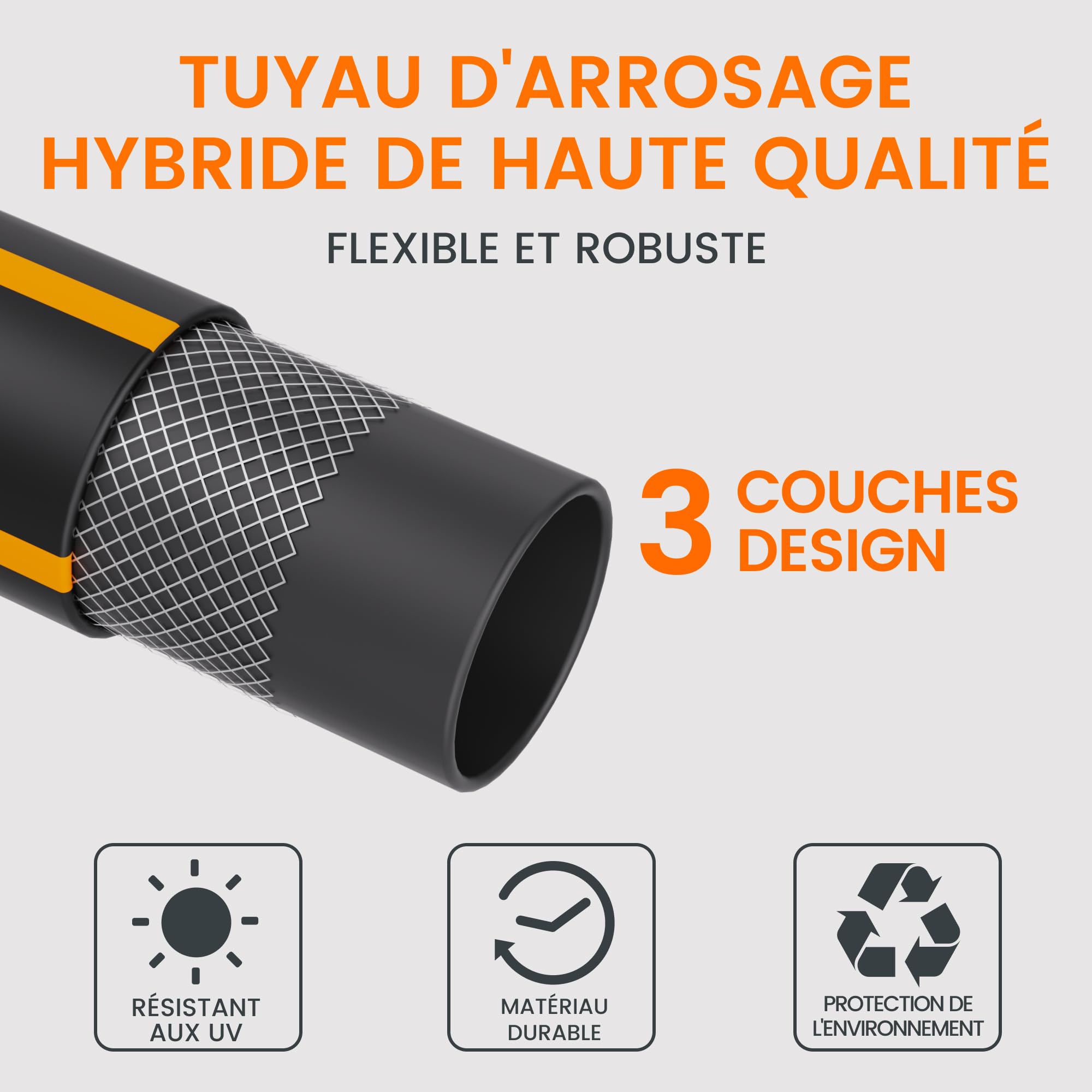 Giraffe Tools Enrouleur Tuyau Arrosage Gris Foncé Mural Jardin 30m+2m, Devidoir Rétraction Automatique et Pistolet d'Arrosage 7 Buse …