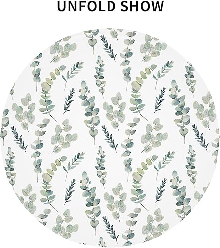 Miniatura 4 de BETGINY Mantel redondo de hojas de primavera de 60 pulgadas, diseño rústico de acuarela verde salvia, tela impermeable, mantel decorativo para