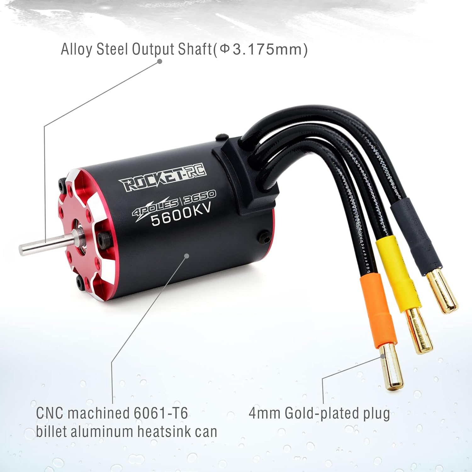Surpass Hobby Brushless Motor, Supersonic 3650 5600kv 3.175mm Bullet Black for 1/10 RC Car Vehicle