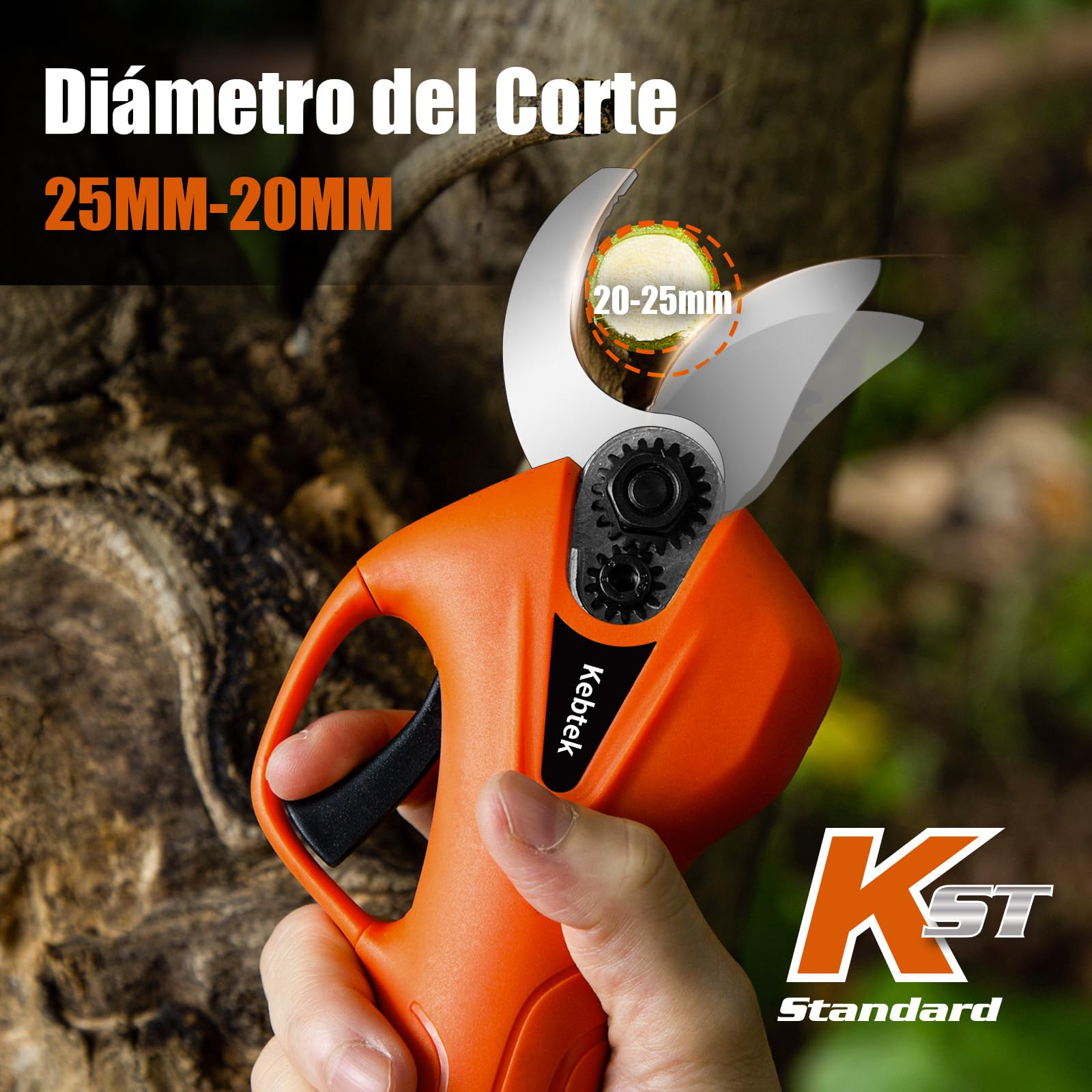 Kebtek Tijeras de podar eléctricas inalámbricas 25 mm, ligera 880g | Tijeras de podar sin escobillas KST 16,8 V, corte 0,98 pulgadas, ligera y portátil para árboles, arbustos, rosales y frutales