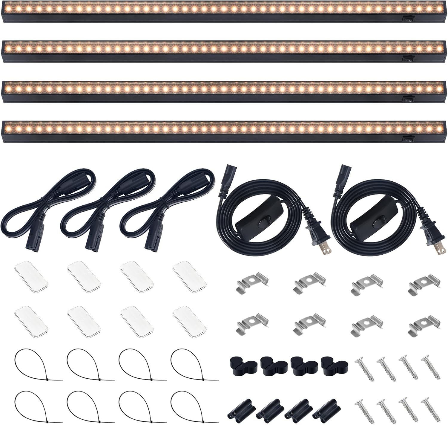 Barrina T5 Grow Lights for Indoor Plants, 2FT 40W (4 X 10W) Magnetic Installation, Full Spectrum Grow Light Strip with Individual Switch, Grow Lamp with Black Cover, Plug and Play, Yellow, 4 Packs Yellow Black Cover