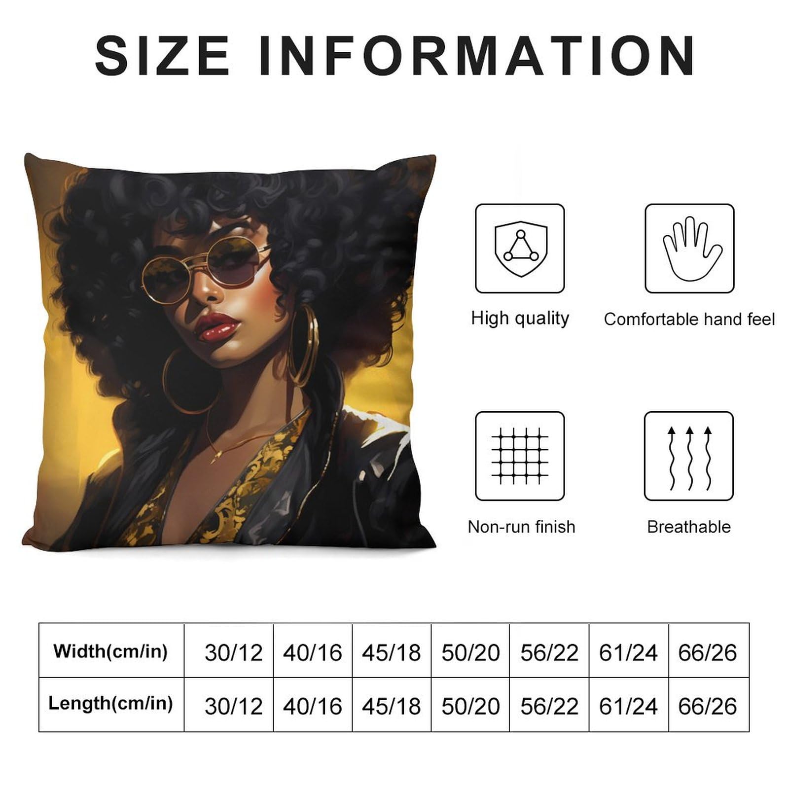 Black Girl Magic Afro Glasses Pillow Covers Square Pillowcase Soft and Cozy Flannel Pillow Cases for Bedroom Recliner Sofa 20 