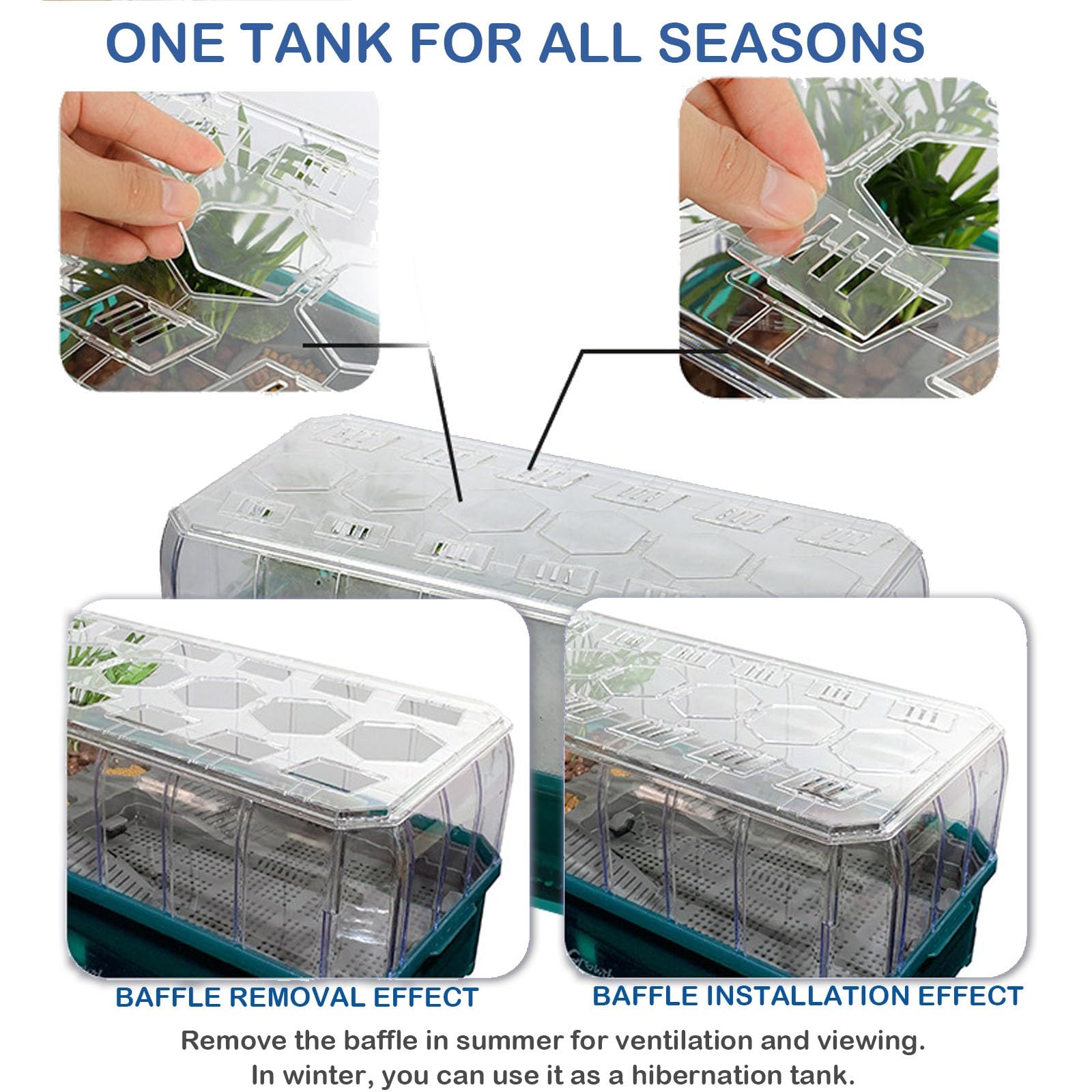 Schildkröten Terrarium Aquarium Komplettset – Paludarium Tank für Schildkröten | Terrarien für Reptilien & Amphibien | Leicht zu Wechseln und zu Reinigen | Überwinterungsbox für Schildkröten(Green Wit