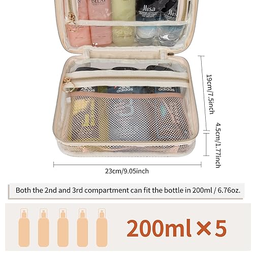 Miniatura 4 de CUBETASTIC Bolsas de maquillaje transparentes, bolsa de aseo para artículos de tocador, bolsa de viaje colgante para artículos de tocador, 3