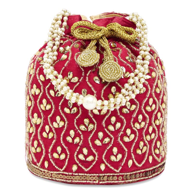 Image of Aheli Potli Bag Gift for Women Handmade Evening Wristlet Handbag Stylish Bridal Purse Fashion Bag