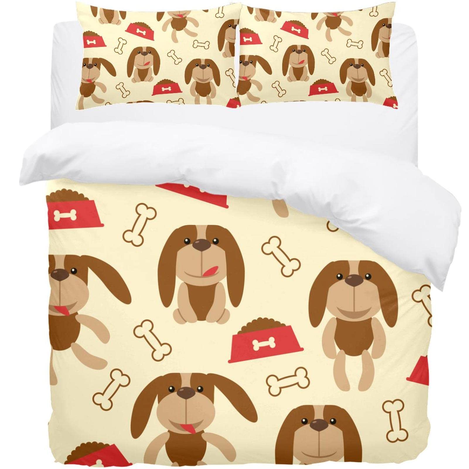 Linge de lit simple de qualité supérieure avec housse de couette os de chien