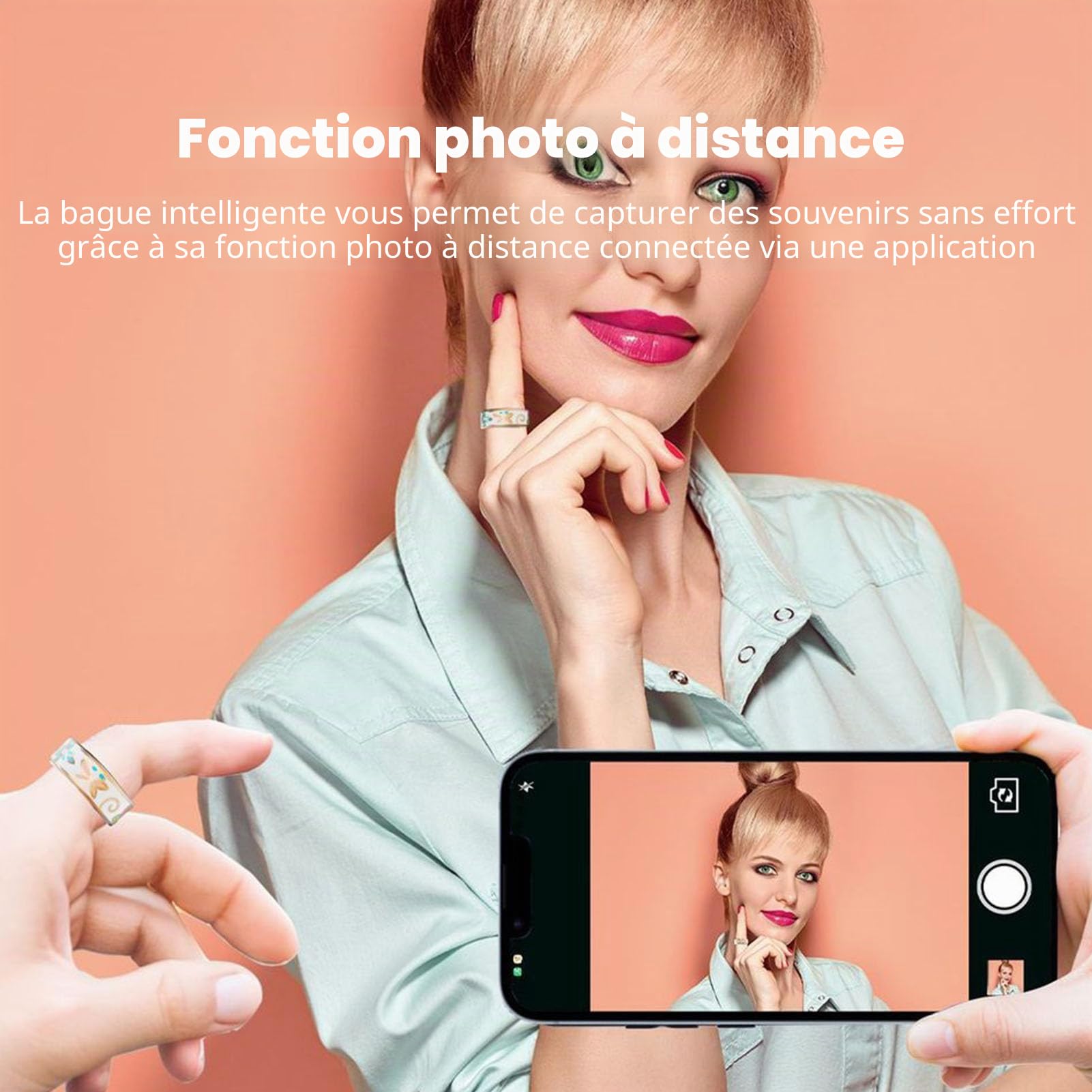 Bague Connectée pour Femmes Et Hommes, Tracker D'activité Physique, Compteur De Pas, Suivi du Sommeil, Modes Multi-Activités, Étanche IP68, (Taille 12 (ID 21,4 mm / 0,84 Pouces C 67,2 mm)
