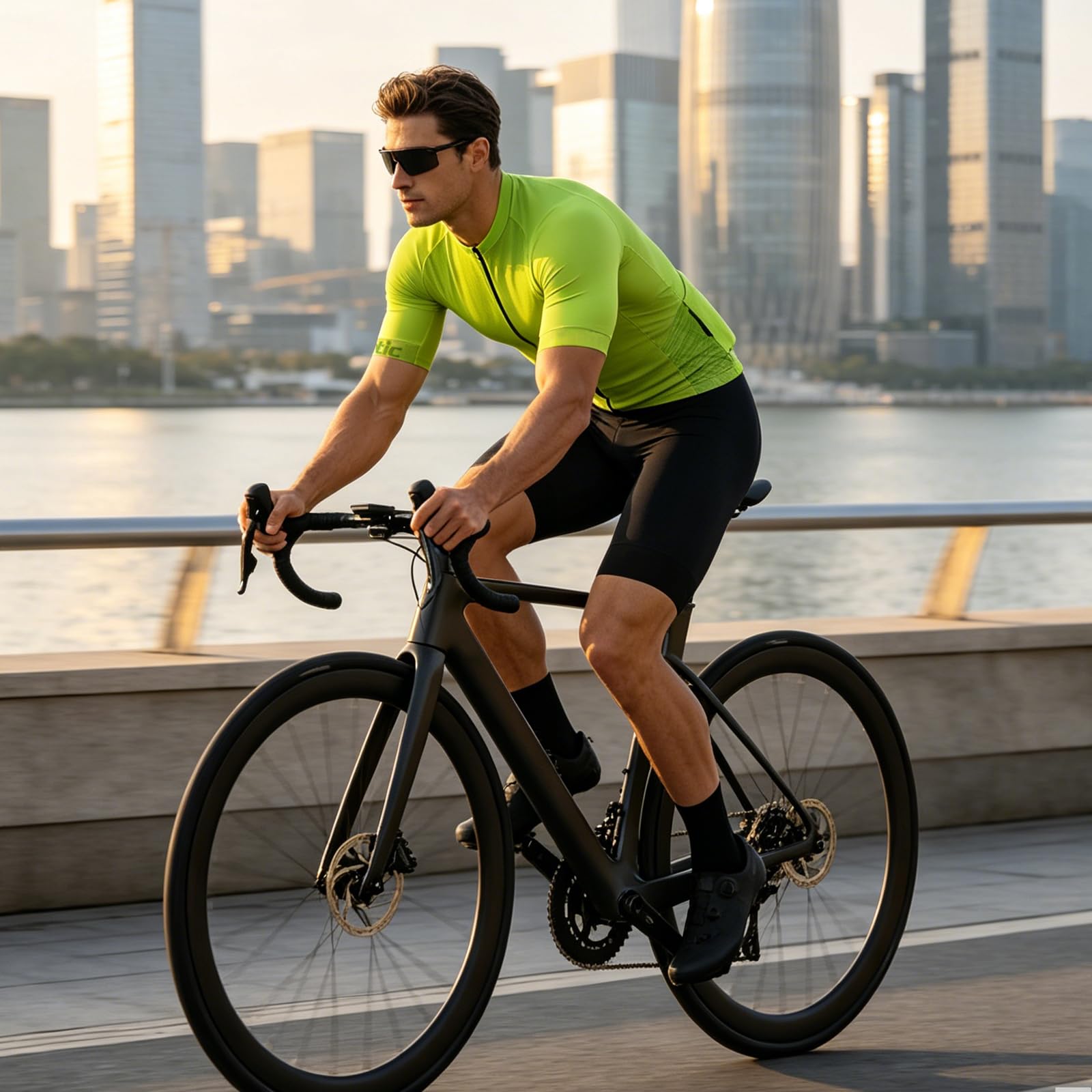 Santic Maillot Cyclisme Homme Maillot Velo Homme Manches Courtes Route VTT Élastique avec Poche Yorkson