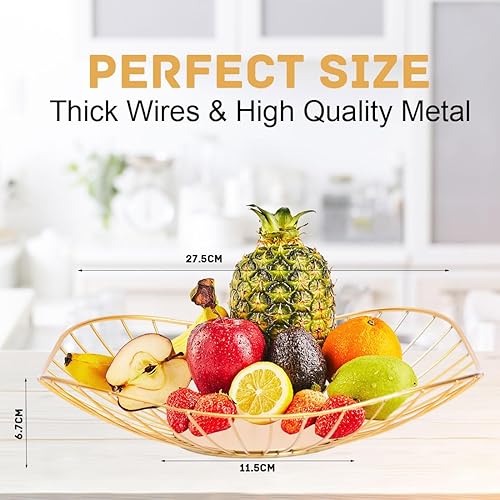 Miniatura 2 de LINXIU Cesta de frutas de alambre de metal, cuencos de frutas para decorar la encimera de la cocina, tazón, almacenamiento de verduras, soporte para