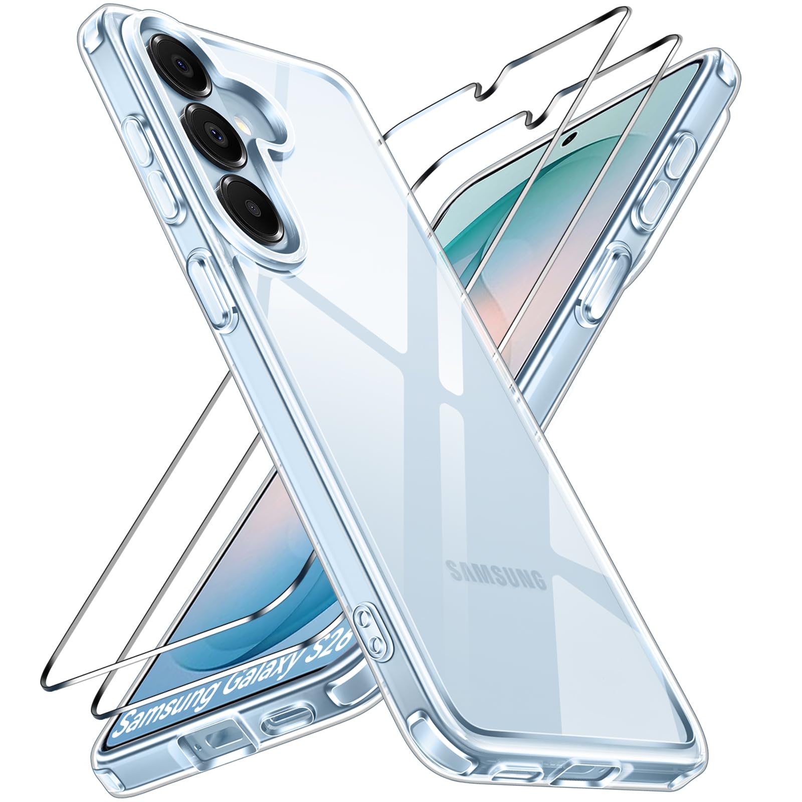 ivoler Clair Coque pour Samsung Galaxy S26 5G avec 2 Pièces Verre Trempé, Anti-J