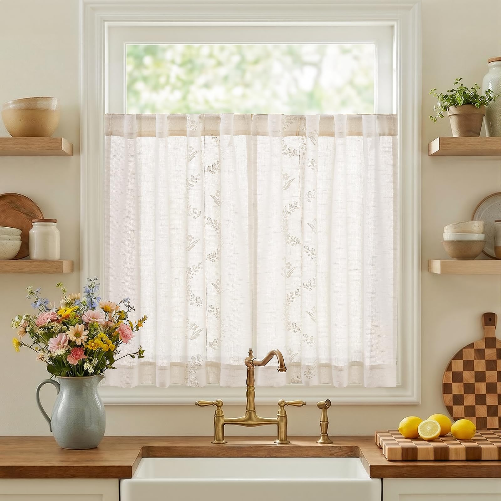 Jinchan Belrose Linen Floral Curtains