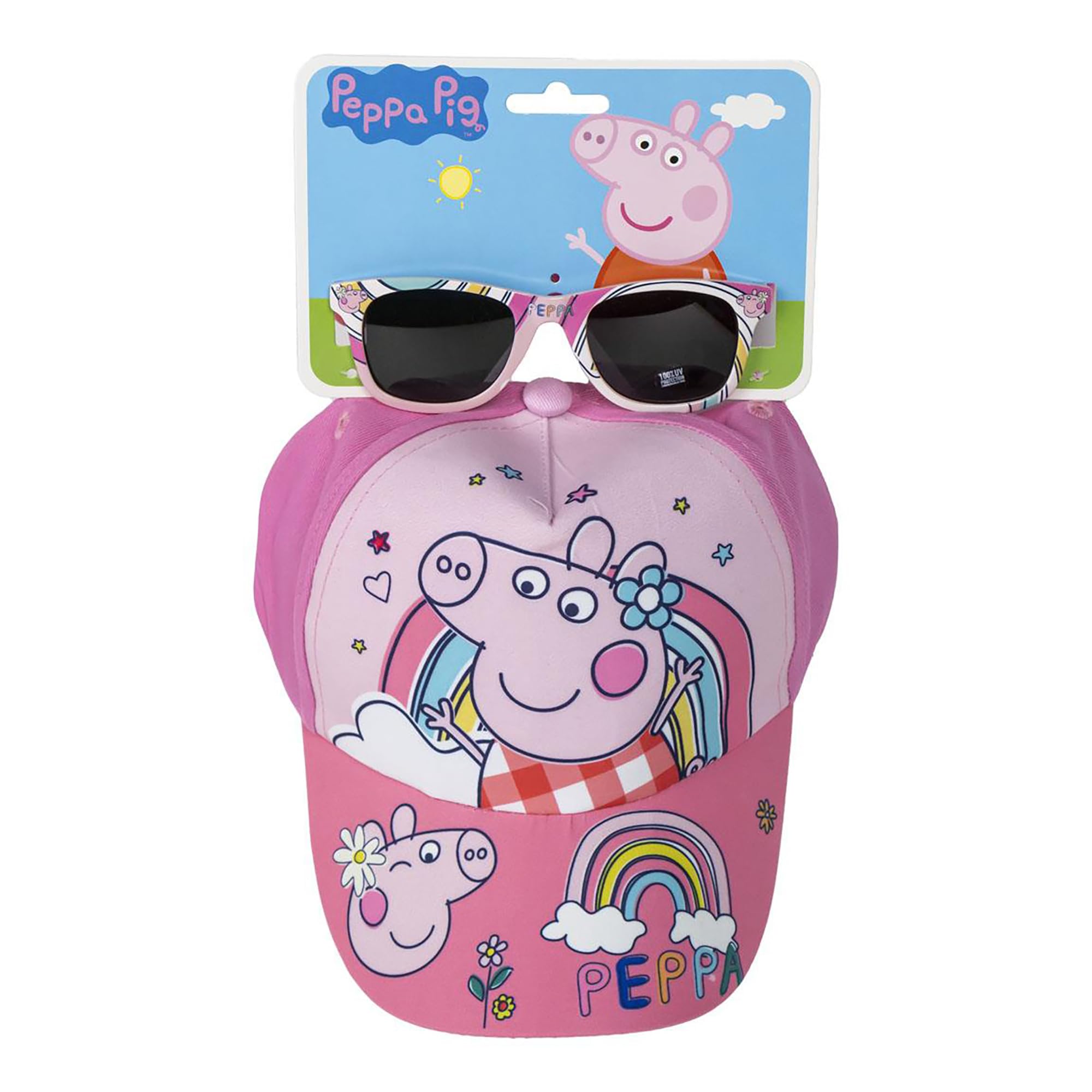 CERDÁ LIFE'S LITTLE MOMENTS Set Gorra y Gafas de Sol de Peppa Pig - Color Rosa - Protección UV 400 y Filtro de Categoría 3 - Gorra Infantil con Velcro Ajustable - Producto Original Diseñado en España