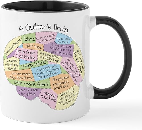CafePress Quilter's Brain Mug - Taza de café de cerámica (11 oz)