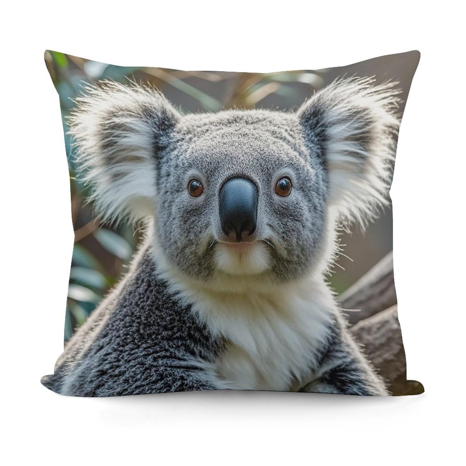 FekiLoot Lovely Koala Pillow Cover Soft Plush Throw Pillow Covers Decorative Cushion Covers with Invisible Zipper Pillowcase Sofa Pillow Sham Breathable Pillow Protector 18x18 Inch