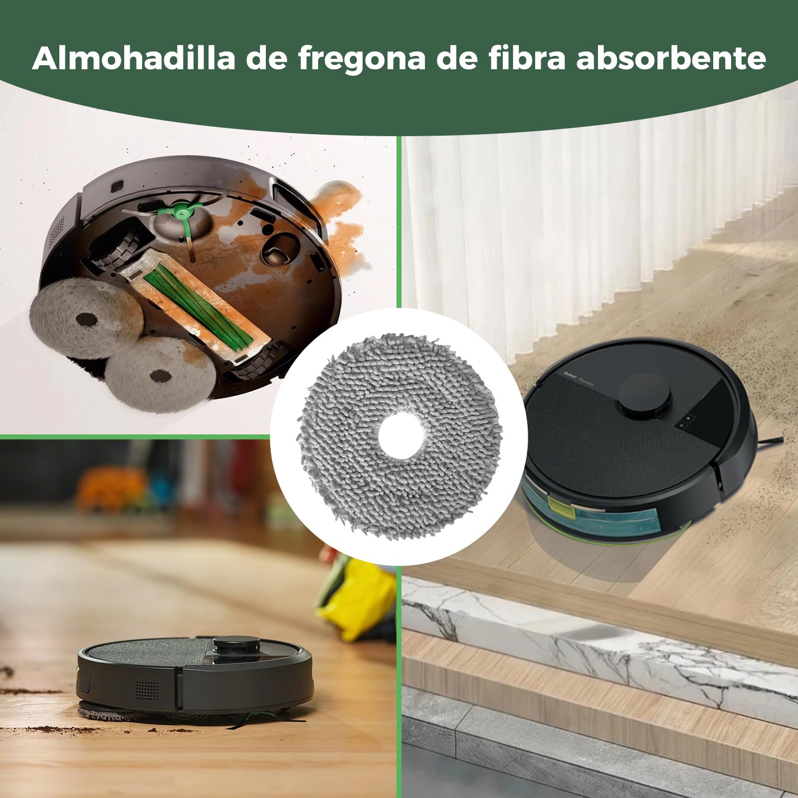 Para iRobot Roomba Plus 405 Combo / 505 Combo / 507 Combo, Serie 400/500, Yivy Kit de 24 Accesorios: 1 Cepillo Principal, 6 Laterales, 4 Filtros, 6 Mopas, 6 Bolsas