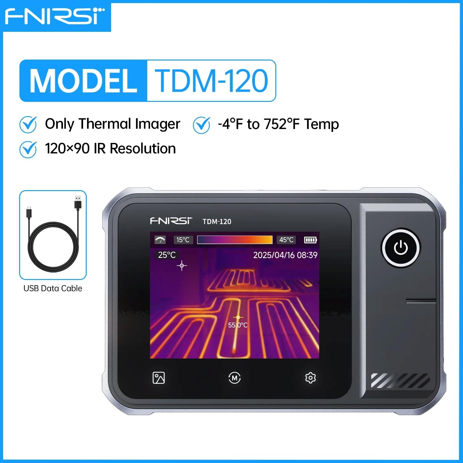 2 IN 1 TDM-120 Temperaturtester MIT Multimeter 120x90 Auflösung -20°C~400°C Bereich Touchscreen-Display Tragbares Messwerkzeug (TDM-120)