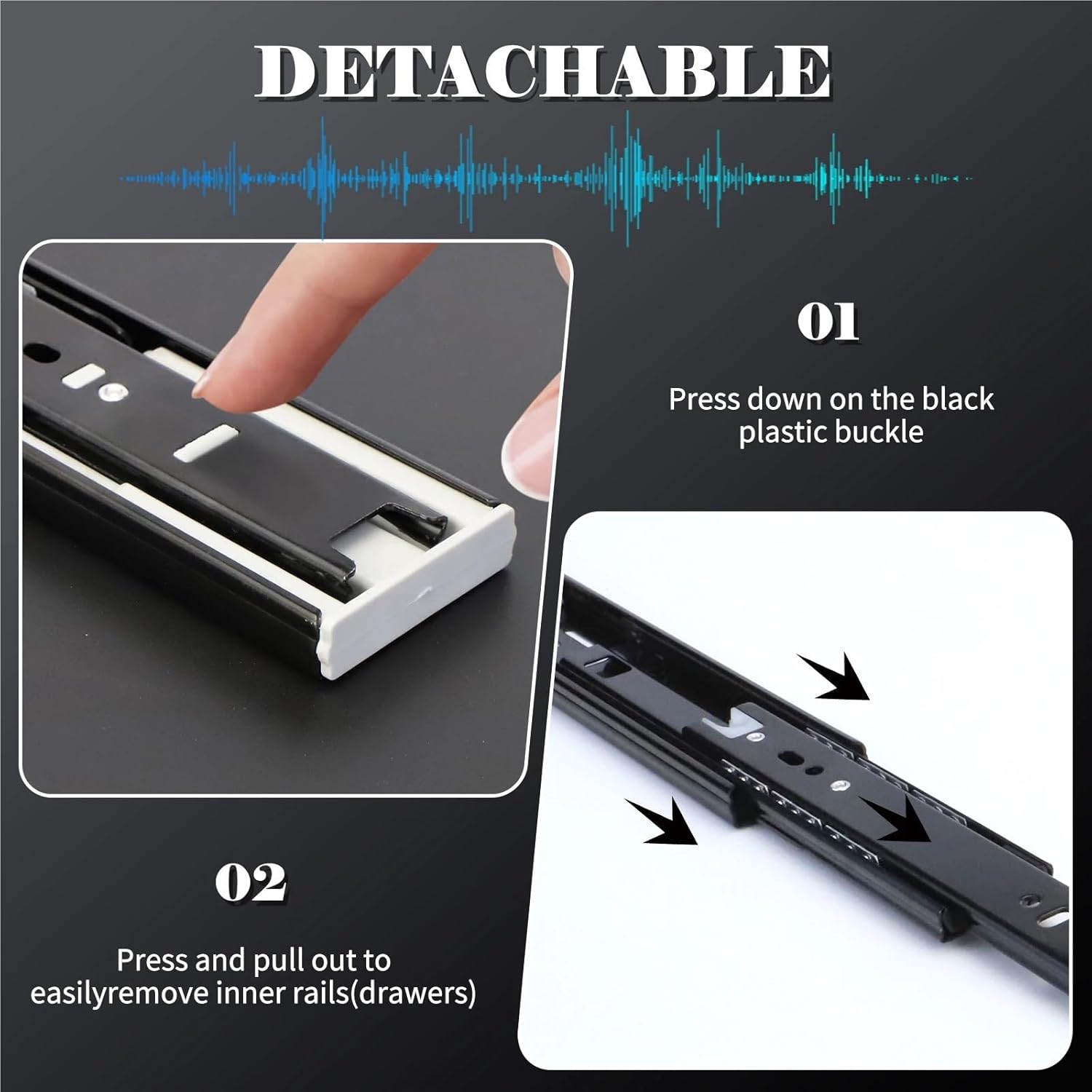 Drawer Slides 25/30/35/40/45/50mm Black Zinc Plated Ball Bearing Drawer Slide for Furniture Slides Set(20inch(500mm))