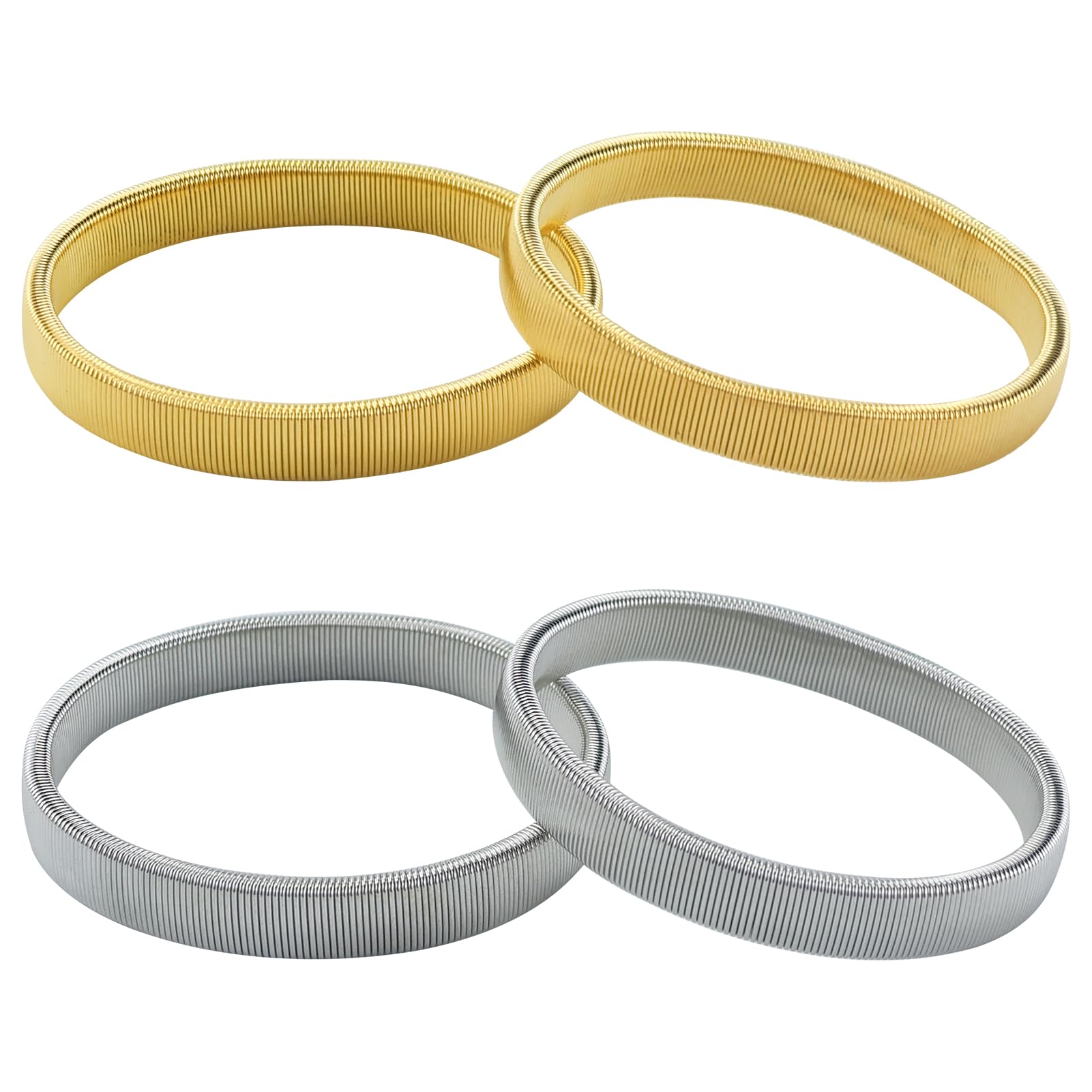 Restalladnwest Men's Gold & Silver Sleeve Garters, 2 Pair Shirt Sleeve Holders, Anti-Slip Metal Garter Armbands, Elastic Adjustable Garter Armbands, Arm Garters Shirt Garters For Wo (Gold & Silver)