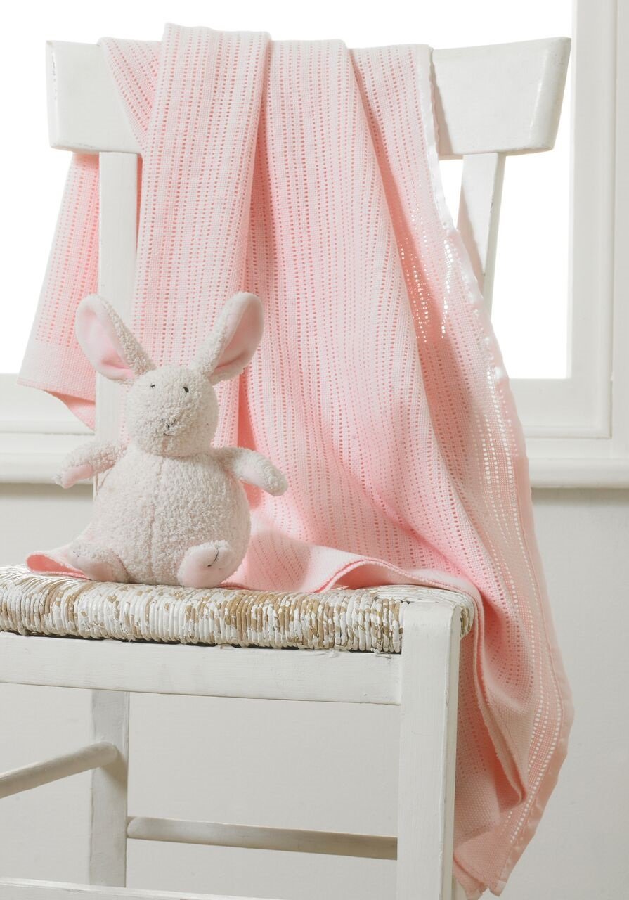 Great Knot Cellular 100% Cotton Blanket for kids (Light Pink, Pram 75x100cm)