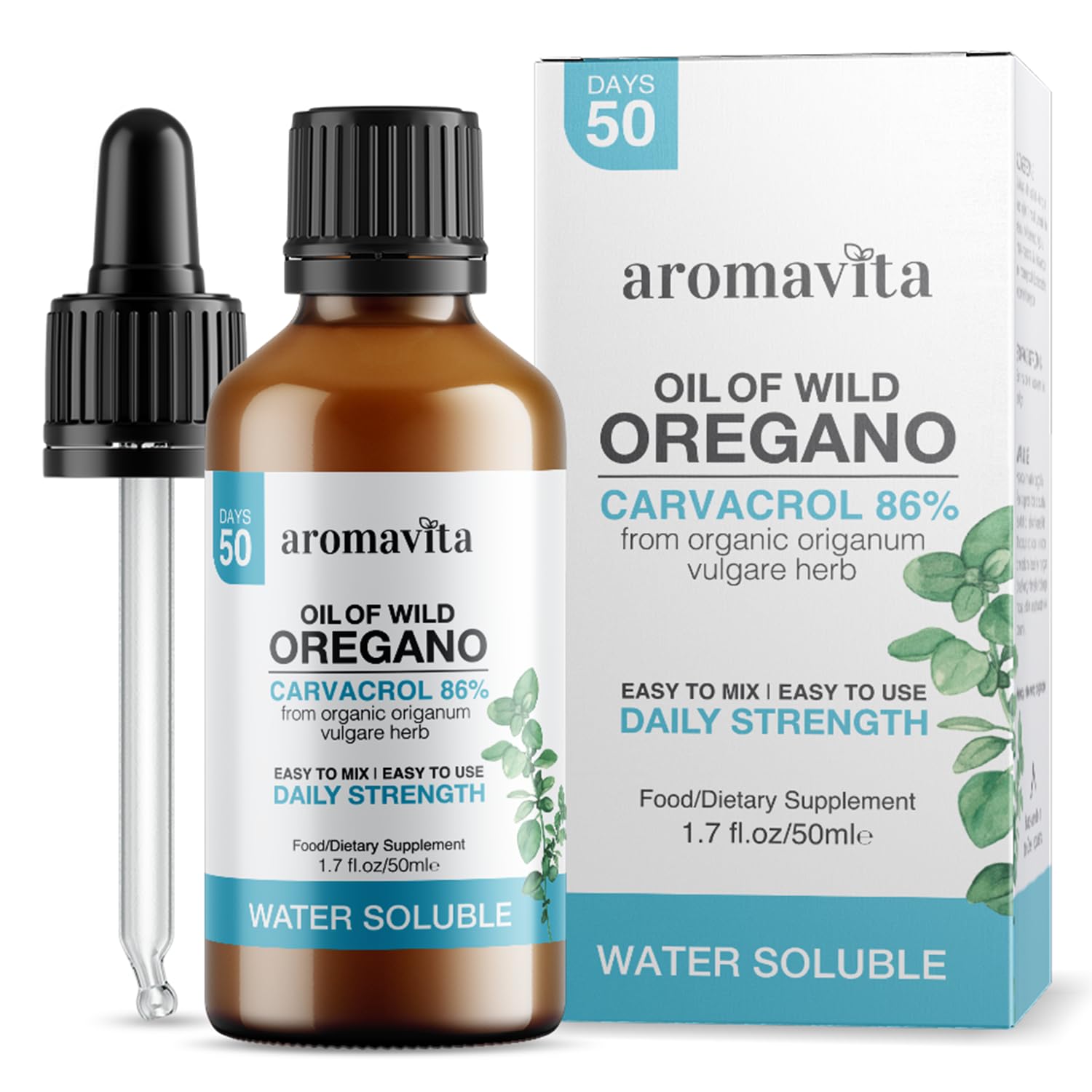 Water Soluble Wild Oregano Oil Organic Liquid Drops - Oregano Oil for Healthy Gums and Sore Throats, Digestive and Immune Support, Respiratory Health