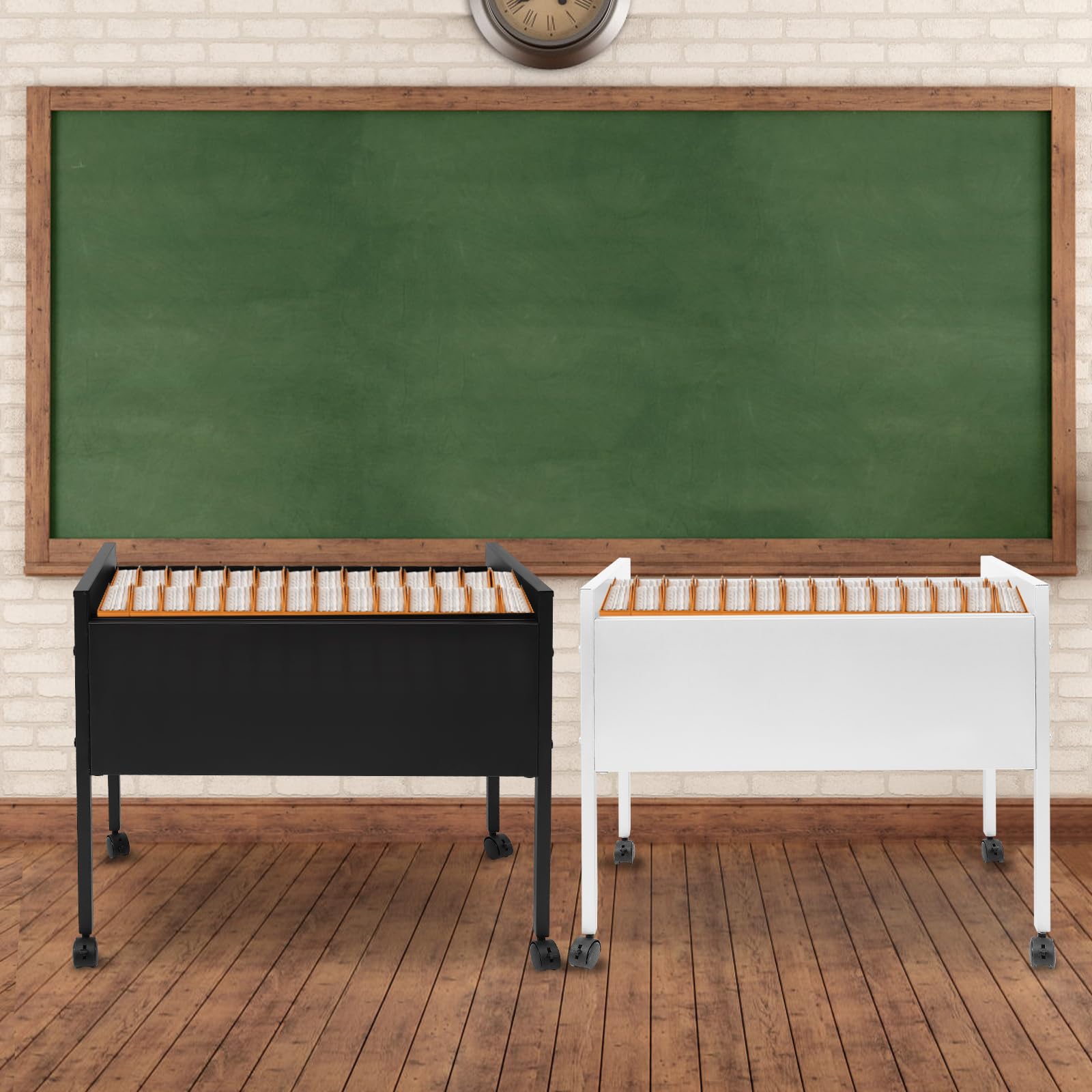 Armadietto arrotolabile con ruote, carrello portadocumenti arrotolabile per cartelle sospese, capacità di carico 30 kg, per uffici, sale conferenze, studio, appartamenti, argento, 70 x 37 x 60 cm