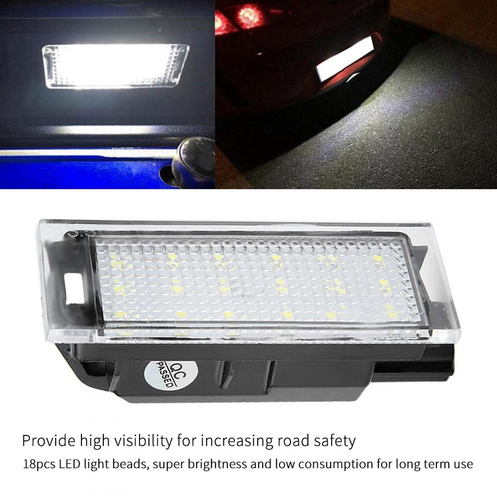 2 Luci LED Per Targa Auto, 18 LED, Compatibili Con Renault Twingo, Clio, Megane, Laguna, Plug And Play, Impermeabili
