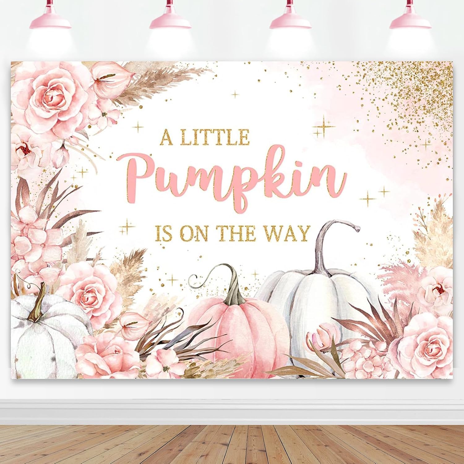 Fall Pumpkin Baby Shower Backdrop - 5x3ft Boho Floral Little Pumpkin Background For Photo Booth