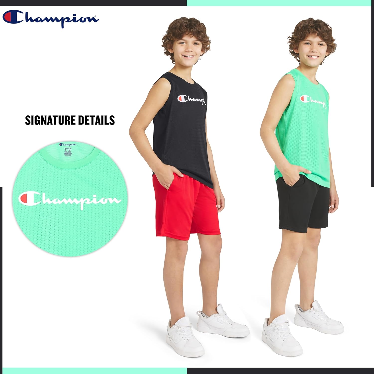Champion Boys 2 Pack Mesh Tank Tops for Kids Muscle Shirts